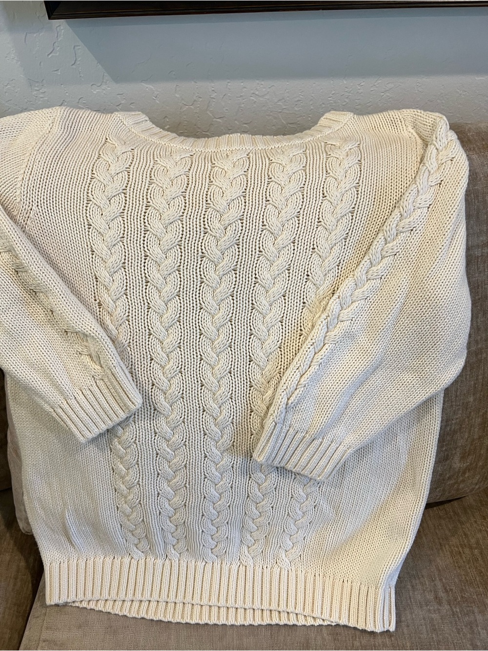 Talbots Cream Cable-Knit Scoop Neck Sweater